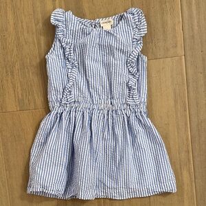 Crew Cuts Toddler Girls Blue and White Striped Dress with Ruffles